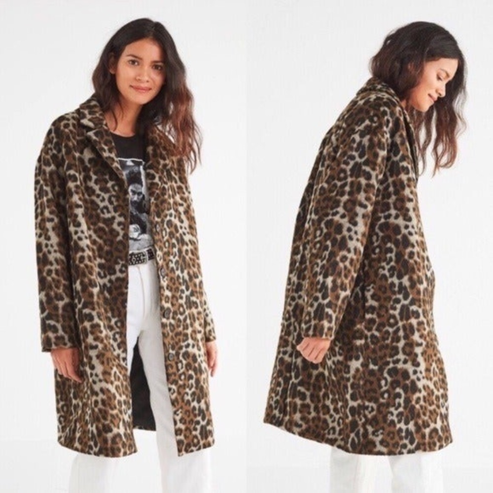 UO Silence + Noise leopard coat
